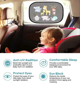 2ks/Set Auto Bočné Okno Slnečník Cartoon Vzorované Auto Slnko Odtiene Chránič Skladacia Auto Kryt pre Dieťa Dieťa, Deti, Auto, Styling
