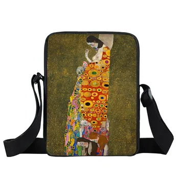 Olejomaľba Trhať Gustav Klimt Kabelka Canves Taška cez Rameno travel Crossbody Taška Malá Aktovka Bookbag