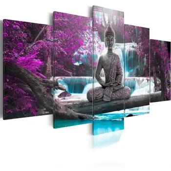 2019 Buddha Plátno Tlačiť Moderné Abstraktné Zen Umenie Maľba Domáce Dekorácie(Farba:Zelená,Žltá,Fialová,Veľkosť:2)( Bez Rámu )