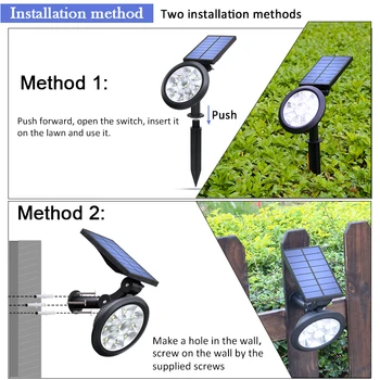 Inovovaný Solárne Bodové Nepremokavé Nastaviteľné 9 LED Stenu/na Šírku Slnečné Svetlo Farebné Solárne Lampy na Dvore, Trávnatá Záhrada