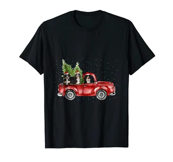 Pes Tričko-pánske T-Shirt-Čierne Auto - Pekné Bernese Horských Vianoce