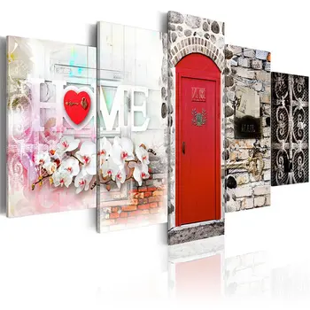 5 Kusov Domov Tlač Farebné Steny Umenie Srdce Plagát Kvety Dvere Plátno Plagáty Vytlačí Modulárny Maľovanie na životné Domova