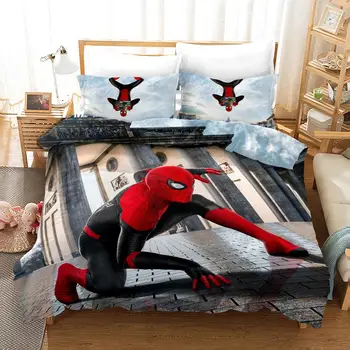 Marvel Hrdinu Spider-Man posteľná bielizeň Nastaviť Cal King Size Posteľ Listy pre Chlapca Deka Obliečky Twin prehoz cez posteľ detské Letné Kráľovná