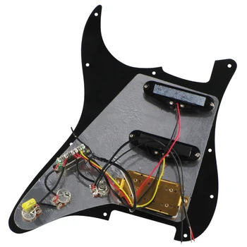 FLEOR Black 3Ply Naložené Prewired Elektrická Gitara Pickguard SSH 11 Otvorov Nastavenie pre USA FD Strat Štýl Gitarové Časti