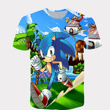 Letné Nové Sonic the Hedgehog 3D Vytlačené T Shirt Chlapcov Cartoon t-shirt Topy Chlapci Streetwear Oblečenie pre Dospievajúce Deti Topy