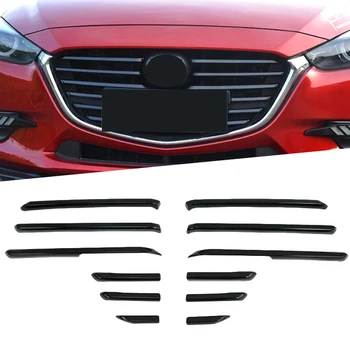ABS Chrome Uhlíkových Vlákien Štýl Prednej Strednej Mriežka Gril Tanier Pásy Kryt Výbava 12 Ks vhodné Na Mazda 3 2017 2018 Exteriéru Auta