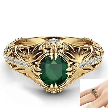 2021 nové luxusné Zelená Zlatá Farba halo Zásnubný Prsteň pre ženy lady výročie darček šperky veľkoobchod Valentína R5072