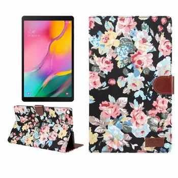 Tkaný Dizajn Smart Kvet Textílie Prípad Tabletu Samsung Galaxy Tab 10.1 Palcový SM-T510 SM-T515 2019 Stojan, Kryt Funda+pero