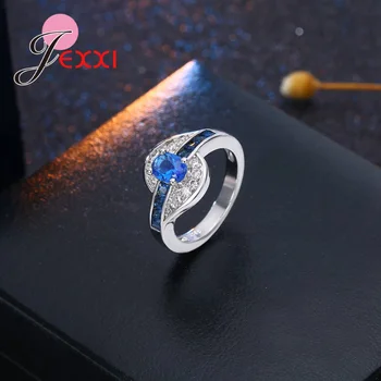 Veľká Podpora Špeciálne Modré Cubic Zirconia Nádherný Zásnubný Čistý 925 Sterling Silver Prstene Dámske Šperky Príslušenstvo
