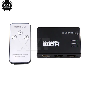 1pcs 3 Port HDMI Video Switcher HDMI Spínač Voliča Splitter Hub IR Diaľkový ovládač Pre PS3 DVD Xbox 360 vysokej kvality