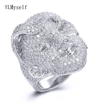 Kvalitné Luxusné Face dizajn krúžok Šperky Plný Crystal CZ Kamene Mosadz Šperky dámske Prstene pre strán
