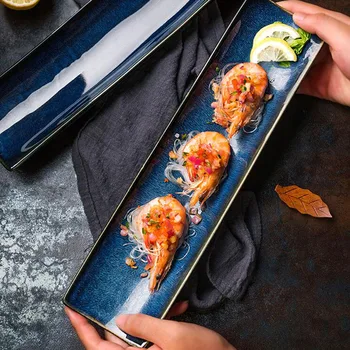 KINGLANG Japonský Dlhé Pásy Sushi Doska Špecialitou Reštaurácie Keramické Dlho Tanier Tanier dezertný