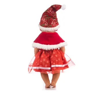3ks/set, Šaty+Šál+Klobúk, Vianočné Oblek Pre 43 cm Bábiky 17 Palcové Znovuzrodené Deti Oblečenie