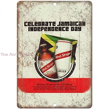 Červený Prúžok Jamajský Ležiak Vintage Pivo Reprodukcia Kovov Cín Prihlásiť Steny Výzdoba pre Bar, Pub Club Muž Jaskyňa Cínové Platne Retro Nátery