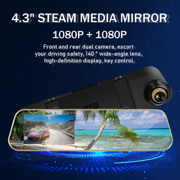 Full HD 1080P Auta Dvr Kamera Auto 4.3 Palcový Spätné Zrkadlo Digitálny Video Rekordér Duálny Objektív Registratory Videokamera