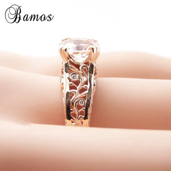 Bamos Vintage Leaf Zásnubný Prsteň Módne Rose Gold Vyplnené Snubné Prstene Pre Ženy, Luxusné Šperky, Zirkón Príslušenstvo