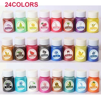 24 farby/set Živice Farbivo Farebné Sľudový Prach Epoxidové Živice Farbivá Perla Pigment DIY Crystal Sliz Pigment 10 g/fľaša