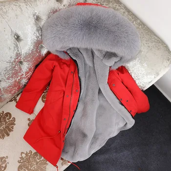 Maomaokong nové módne Prírodné fox kožušiny golier Žien kožušinový kabát, bundu Zosilnené vložkou Parker zimné bavlnené oblečenie