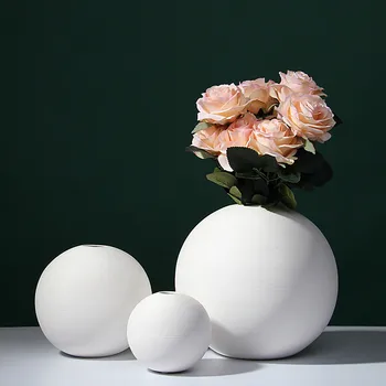 Moderný Minimalistický Biele Keramické Vázy Sušené Kvety Kvetinové Nádoby Domov Obývacia Izba Mäkké Dekorácia, Dekorácie
