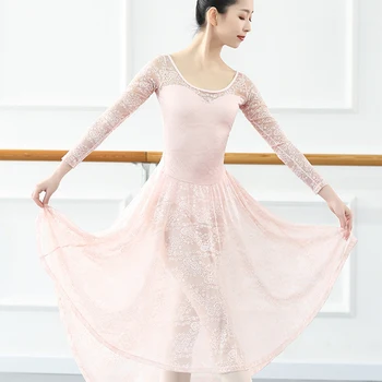 Baletné Šaty Klasického Tanca Kostým Dlho Lyrickej Moderné Šaty S Čipkou Balerína Dancewear Tanečné Oblečenie Žien, Šaty, Sukne