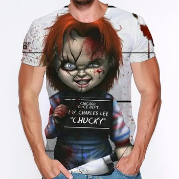 2020 3d Mens T-Shirt O-Krku Krátky Rukáv Mužov T Shirt pre Mužov Hot Horor Film Chucky 3d T-Shirts Muž Oblečenie Tričko Značky Tees