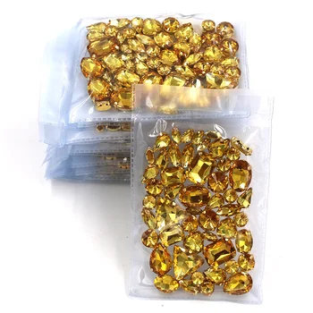 Doprava zadarmo Veľkoobchod 5 tašky zmiešané tvar šiť na sklo Zlaté žlté zlato base kamienkami diy šaty/Odevné doplnky