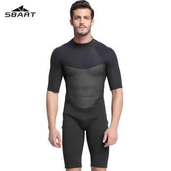 SBART Nové 2 mm Mens Shorty neoprénový Oblek, Čierne jednodielne Krátky Rukáv Mokré Obleky na Potápanie Oblek pre Potápanie, Surfovanie, Šnorchlovanie Zime