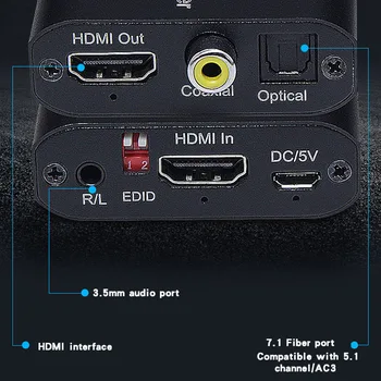 HDMI audio converter extractor UHD 4K/2K/30Hz Splitter kábel s 3,5 mm Stereo Optické KOAXIÁLNY Kompatibilný s 5.1 ch/AC3 Prepínač