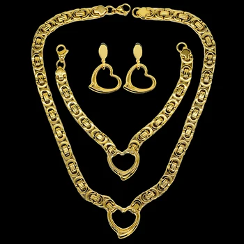 AMUMIU Muži Ženy Šperky Set Zlatá Farba Hip Hop Trendy Robustný Veľké Byzantskej Reťazí Náhrdelník Náramok Náušnice JS002