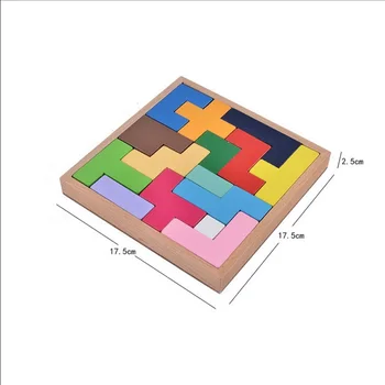 Drevo Tangram Mozgu Teaser IQ Kocka Puzzle-Drevené 3D Tetris Hra Vzdelávacie Skladačka Puzzle, Hračky, Baby, Deti, Hračka Veselé Darček