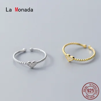 La Monada 48-51mm Krásne Srdce Twist Strieborný Prsteň 925 kórejský Prstene Pre Ženy, Striebro 925 Sterling Šperky Prstene Pre Dievčatá