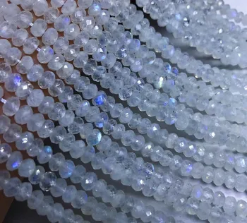 Moonstone white blue rainbow light roundel tvárou pre DIY šperkov náhrdelník 14inch FPPJ veľkoobchod
