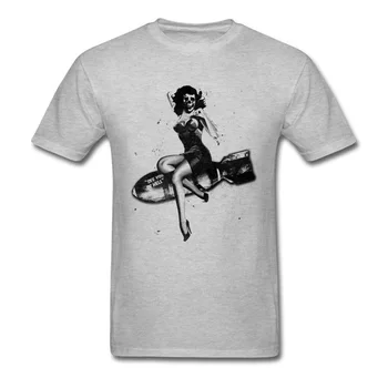Pin Up Lebky Tričko Muži Ženy T Shirt Miss Bomba tričká Krátky Rukáv Hojný Leto, Jeseň Topy, Tričká Bavlna Šedé Oblečenie