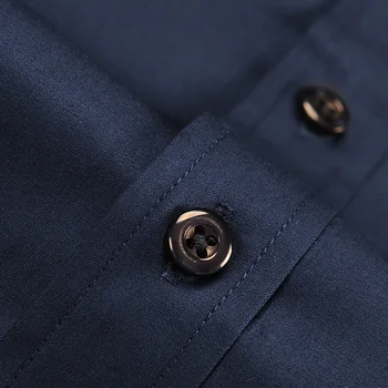 Tmavo Modré Šaty, Tričko Značky Mužov Dlhý Rukáv Slim Fit Smart Casual Business Formálne Oblečenie Jednoduchá Starostlivosť Broadcloth Košeľu