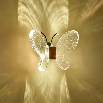 Bublina Crystal Motýľ LED Nástenné Svietidlá Minimalistický Modernej Obývacej Izby, Spálne, Nástenné Svietidlá, Nočné Stenu Sconce Uličkou Schody Lampa