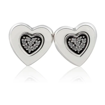 Skutočné 925 Sterling Silver Srdca Náušnice Strieborné Stud Náušnice s čírymi CZ Módne Náušnice pre Ženy DIY Šperky Veľkoobchod