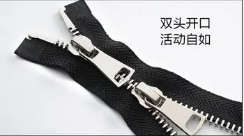 1PCS č.8 kovové dvojité slider black zips, nadrozmerné nadol bunda na zips, kožené sako na zips, príslušenstvo