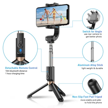 APEXEL Selfie Stick Stabilizátor Telefón Prenosné Statív Flexibilné Otáčanie 360 3 režimy s diaľkovým pre iPhone Samsung PTZ Action Cam