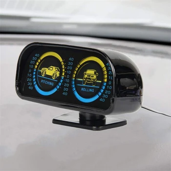 Auto w/ LED Podsvietenie Gradient Nástroj Vozidla Inclinometer Balancer 12V ABS 2 V 1 Čierna Svahu Meter Uhol Declinometer