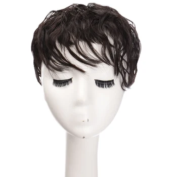 AOOSOO syntetické kučeravé Vlasy Vňaťou Parochňa s ofinou Zvyšuje množstvo vlasov na vrchnej časti hlavy sa na krytie bielych vlasov Hairpiece