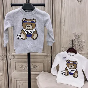 Móda Rodina Zodpovedajúce Oblečenie na Jeseň Zima Deti Sveter s Dlhým Rukávom T-shirt Rodič-dieťa Vyhovovali Cartoon Medveď Bavlna Sveter