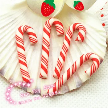 ílu polyméru červená Vianočné candy cane pre dekorácie 10*29mm 50pcs/veľa