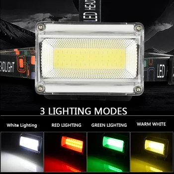 10000LM silný COB LED Svetlomet DC Nabíjateľná Vedúci svetlo Baterky Svetlometu 18650 Batérie Vodotesné Lov, Rybolov, Osvetlenie