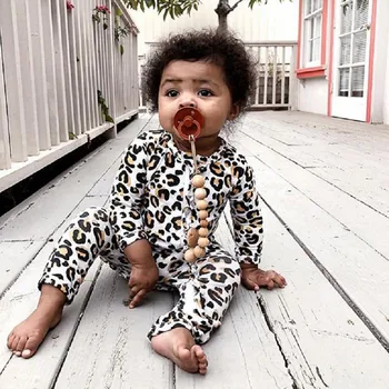 2020 Dieťa, Chlapec, Dievča Leopard Jumpsuit mäkké Bavlnené Footies Sleepwear spanie oblek pre Dieťa oblečenie batoľa Deti novorodenca