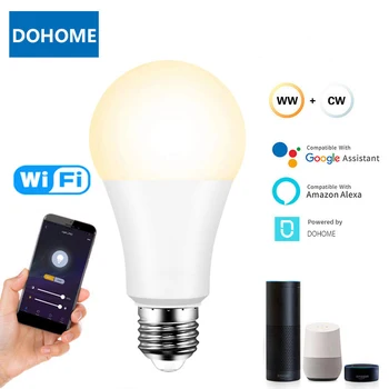 9W, Wifi, Smart Žiarovky Stmievateľné LED B22 E27 E26 Domovská stránka Google a Alexa garland vianočné svetlo lampy, Lustre smart home