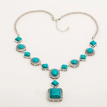 Námestie Kamenné Korálky Reťazí Choker Turquoises Náhrdelník pre Ženy Módy Prívesok Šperky, Náhrdelníky Európsky Štýl