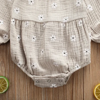 Bavlna Kvetinový Romper pre Novorodenca Dievčatá dlhý rukáv Oblečenie Bežné Kombinézu Jumpsuit Oblečenie 0-24 Mesiacov