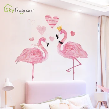Ružová iny flamingo stenu, nálepky čisté červené dievča miestnosti dekorácie spálňa nálepky obývacia izba gauč pozadí steny dekor domova