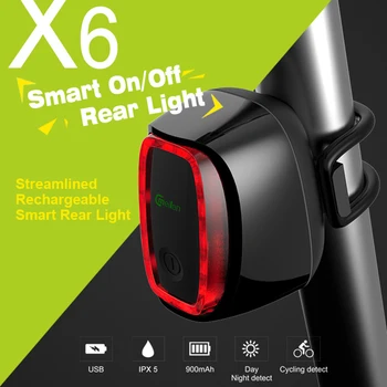 X6 Bezdrôtové Zadné Laserové Svetlo Smart koncových svetiel USB Nabíjateľné Cyklistické Bezpečnosti Warnin Bike Led zadné svetlo Bezpečnosti Blikajúce Svetlo