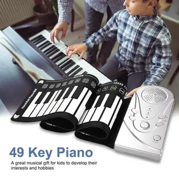 49 Klávesov Digitálny Keyboard, Klavír, Prenosné, Flexibilné USB MIDI Výstup Silikónové Elektronické Roll Up Klavír Deti Hračky Vstavané Speake